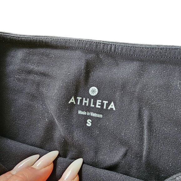 Athleta Swirl Gray Black and Mesh Crop Athletic Wear Leggings Pants size Small - Picture 2 of 10